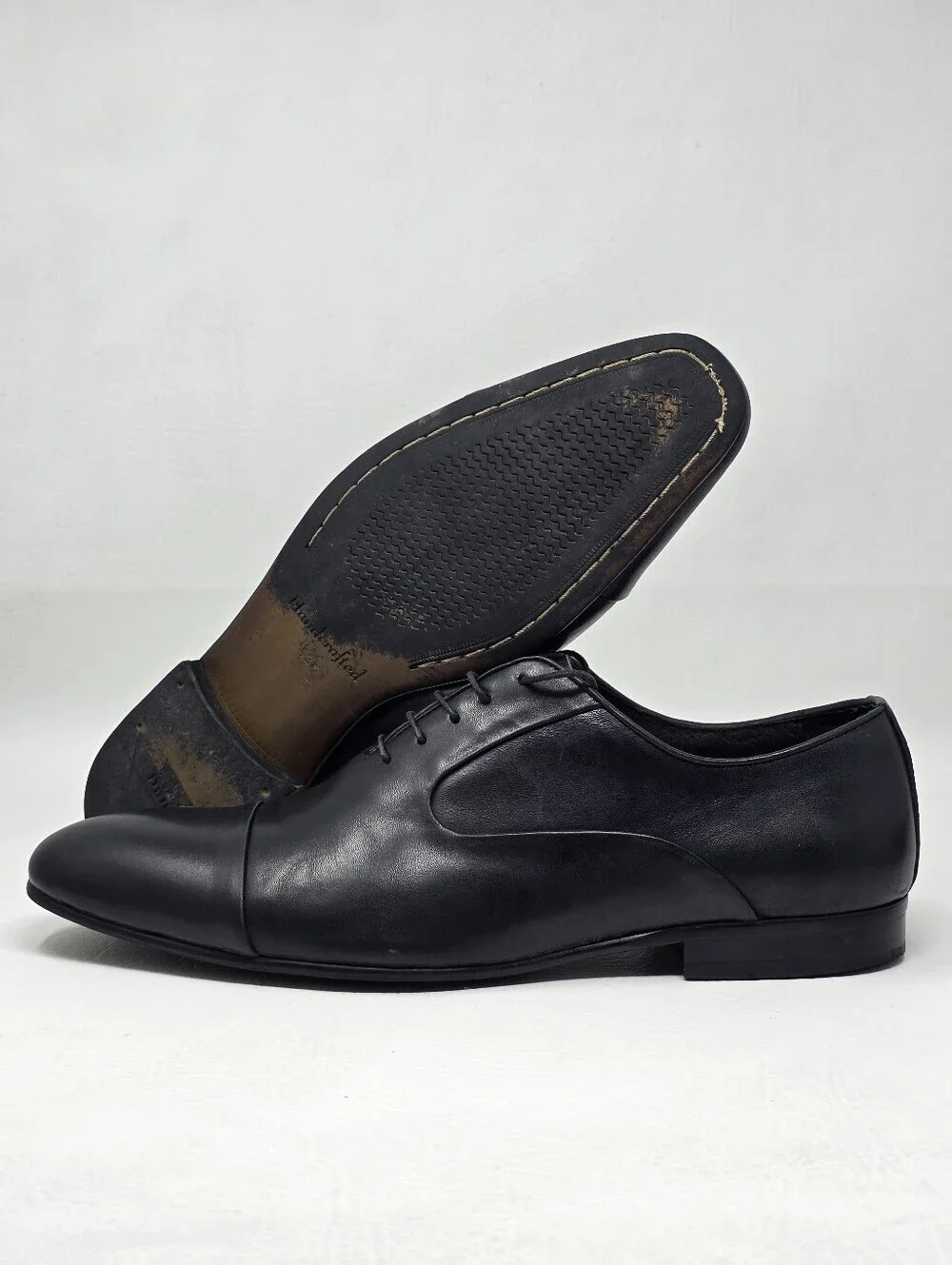 Dune Men's Alex Smart Black Leather Dress Lace Up Shoes Size EU 43 Pre-owned